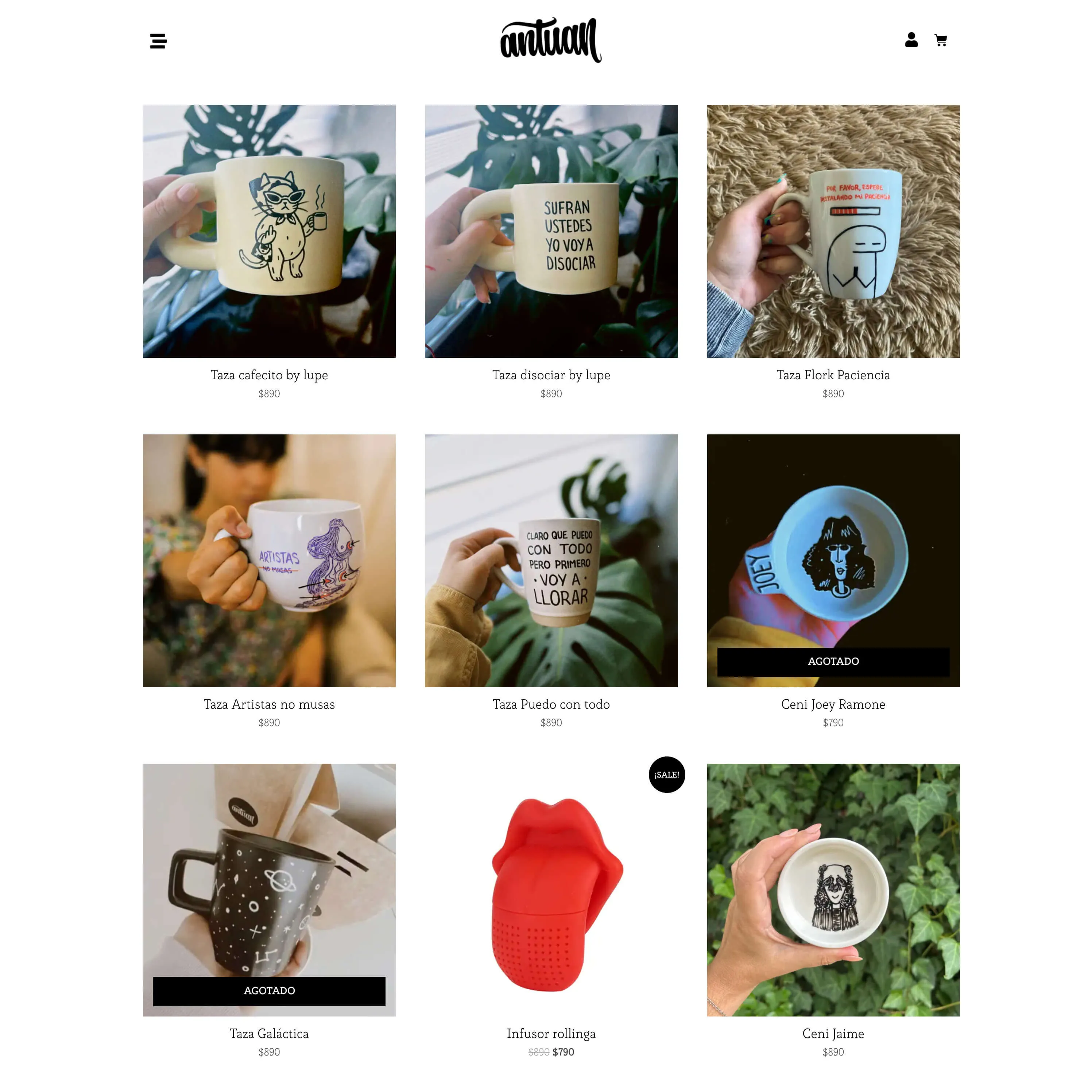 Tienda online de Antuan con catálogo de productos